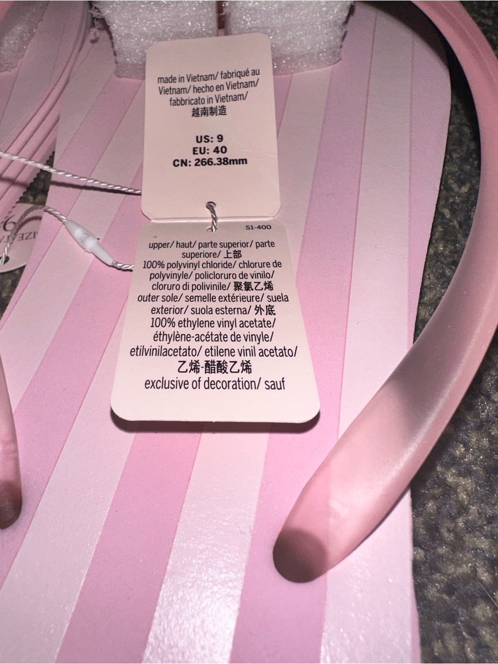 Victoria’s Secret Iconic Pink Striped Flip Flops Size 9 NEW WITH TAGS - Picture 5 of 6